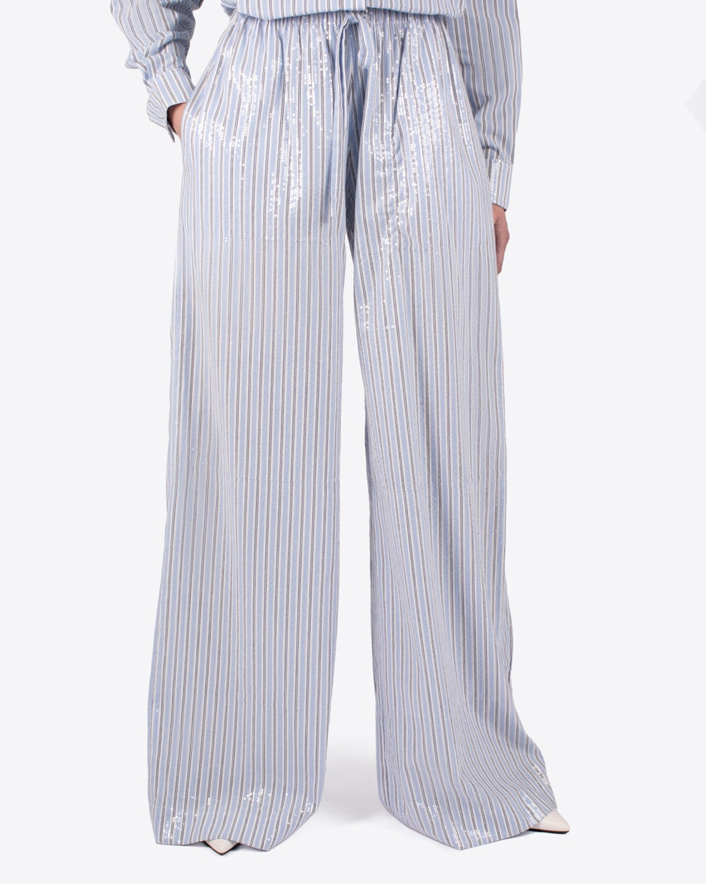 CANDRA PYJAMA PANTS - WHITE / BLUE - AZ Factory