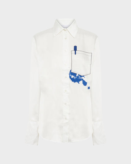 TRIBUTE INK STAIN BLOUSE - WHITE