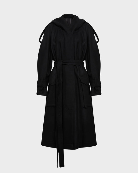 
HOODED SWING COAT - BLACK - AZ Factory