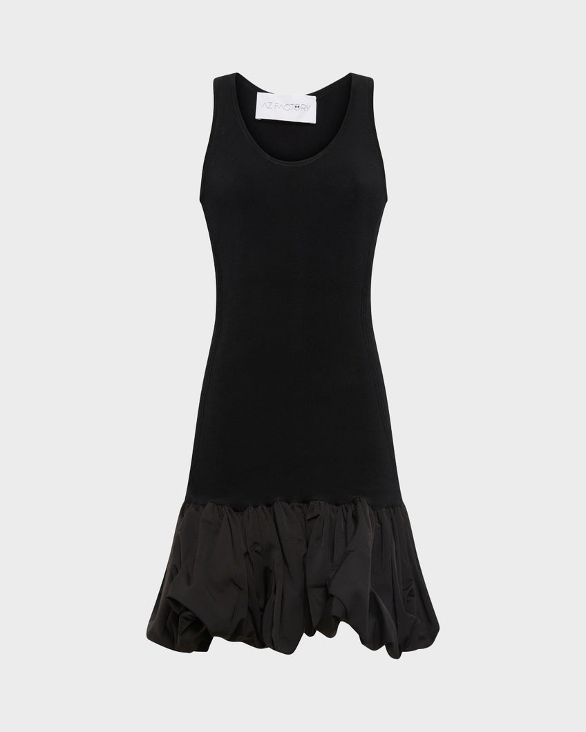 REWORKED TANK RUFFLE DRESS - BLACK - AZ Factory