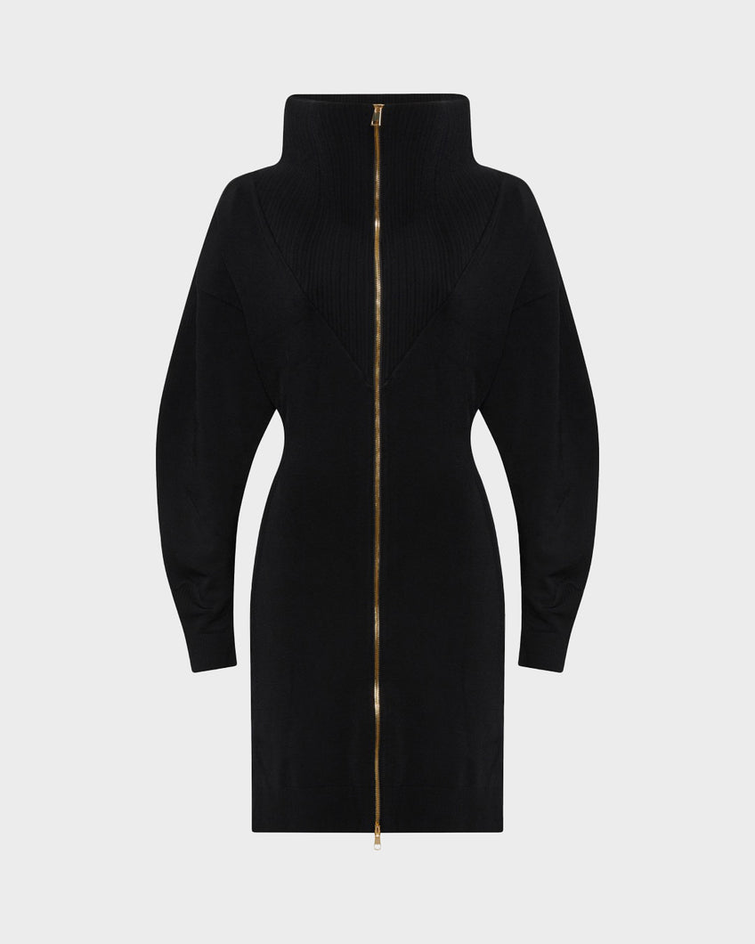 PEELING CARDIGAN DRESS - BLACK - AZ Factory