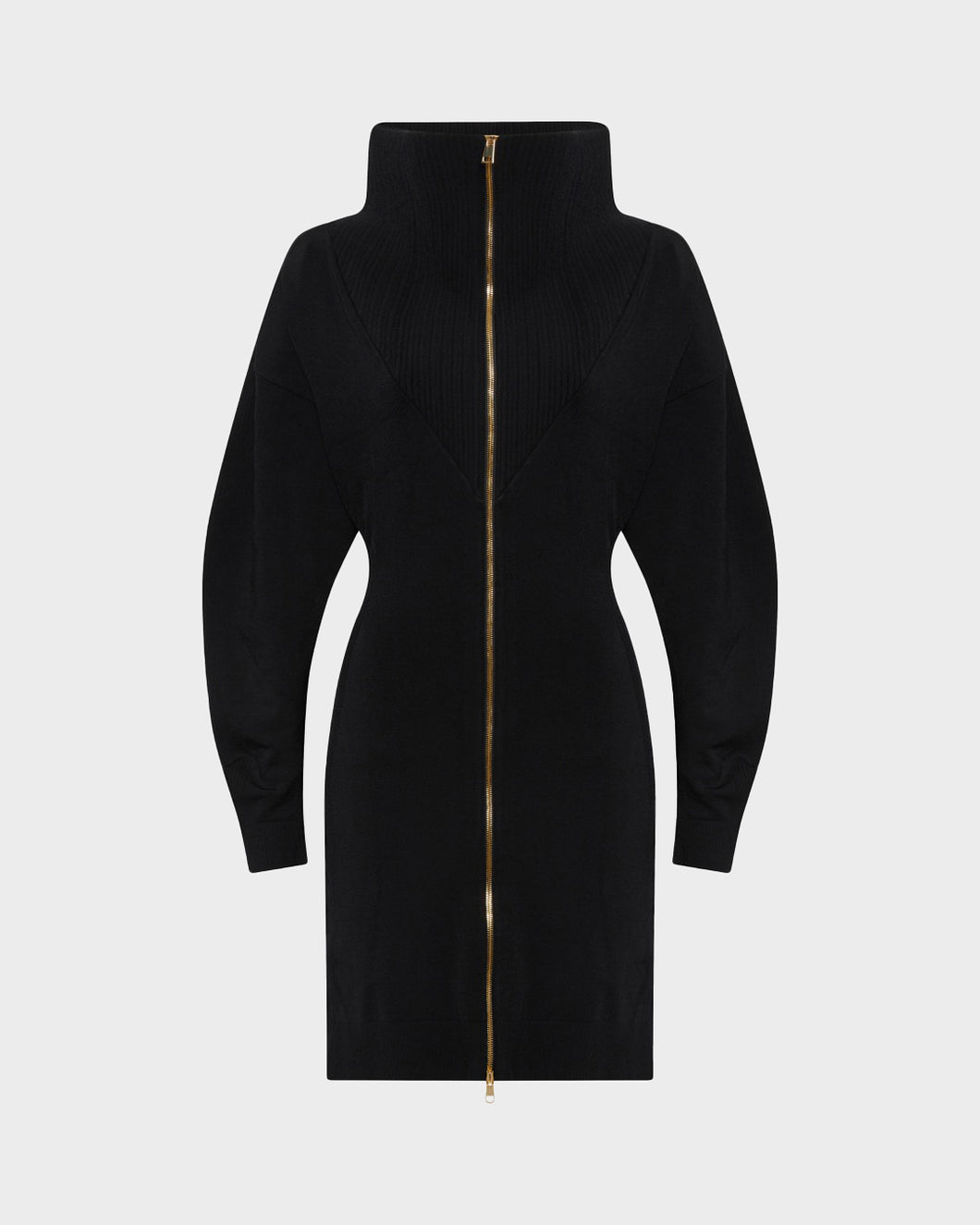 PEELING CARDIGAN DRESS - BLACK