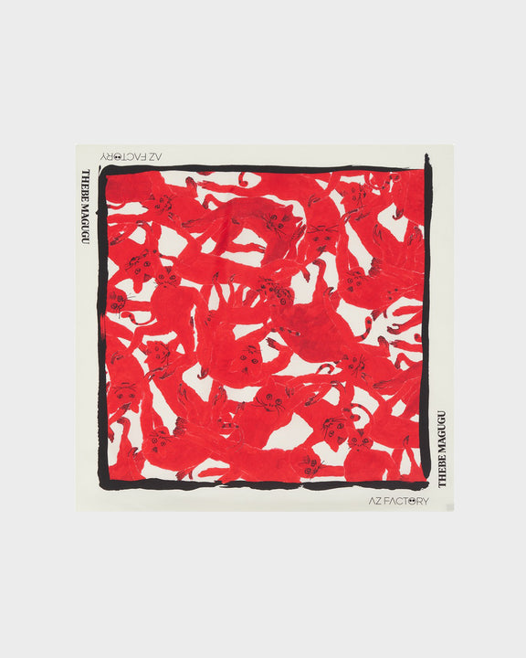 
MEERKAT SILK SCARF - RED/ECRU - AZ Factory