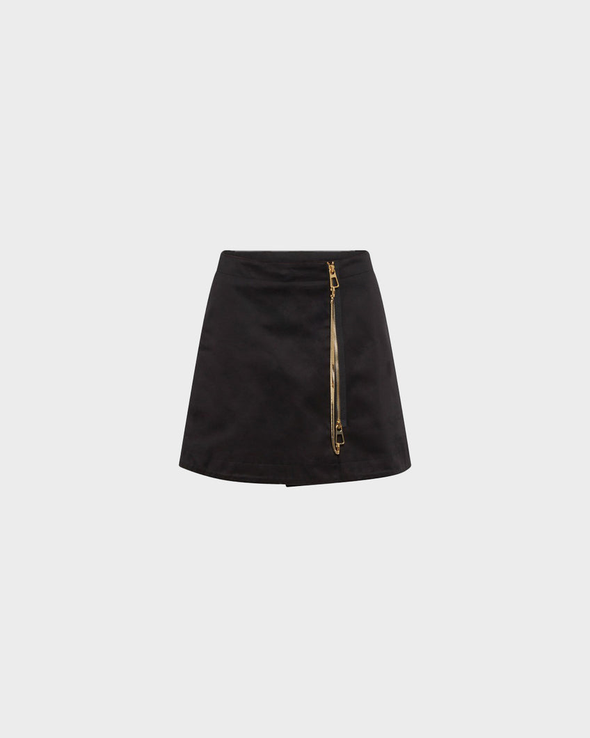 ZIP MINI SKIRT - BLACK - AZ Factory