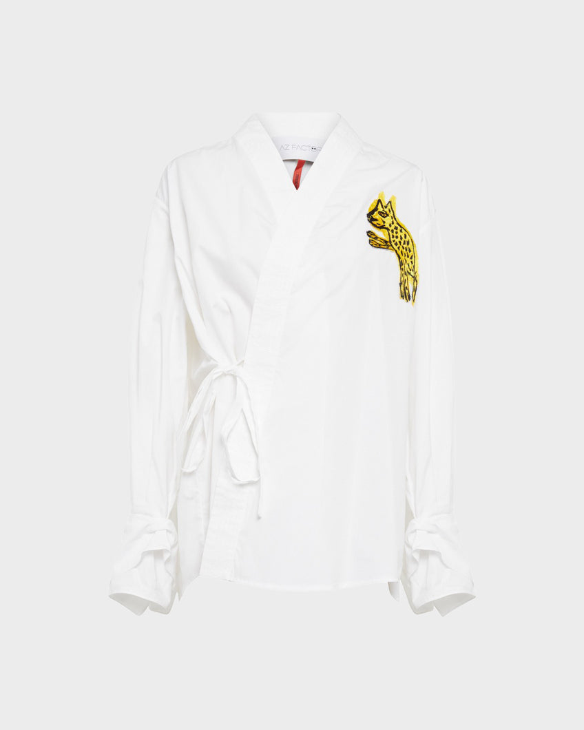 POUNCING CHEETAH WRAP SHIRT - WHITE - AZ Factory