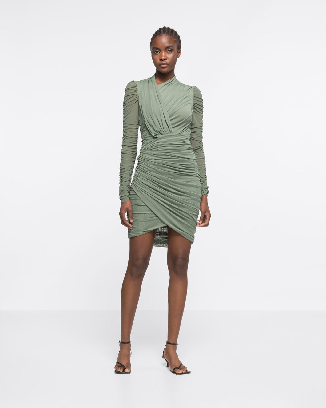 DRAPED MINI DRESS - KHAKI