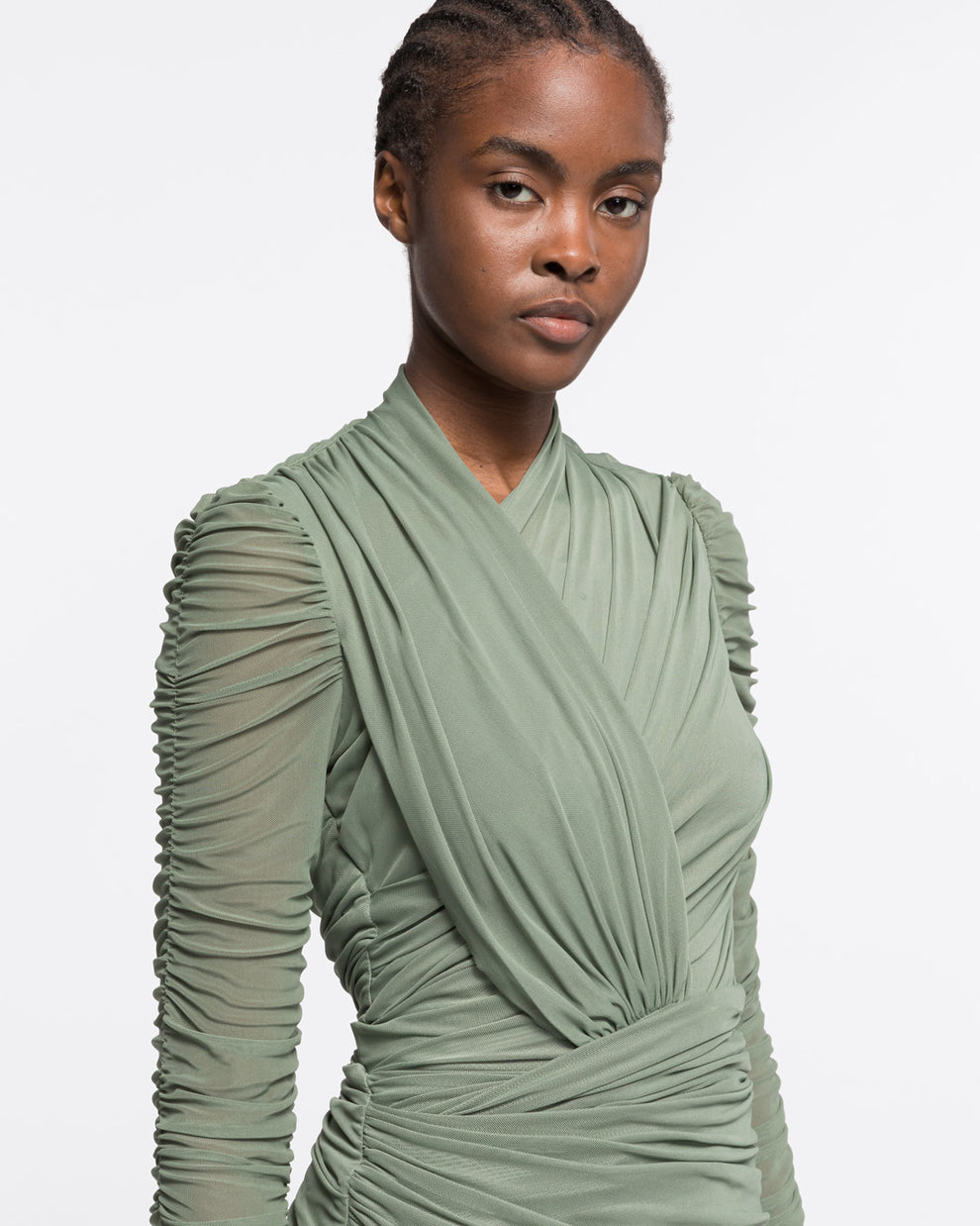 DRAPED MINI DRESS - KHAKI - AZ Factory