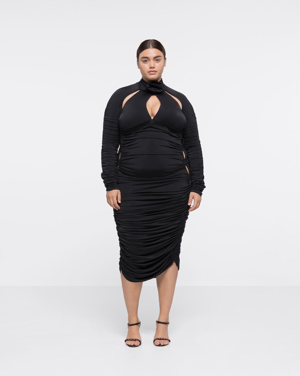 LACE UP CUT-OUT DRESS - BLACK - AZ Factory