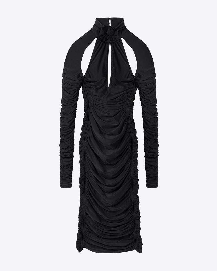 LACE UP CUT-OUT DRESS - BLACK - AZ Factory