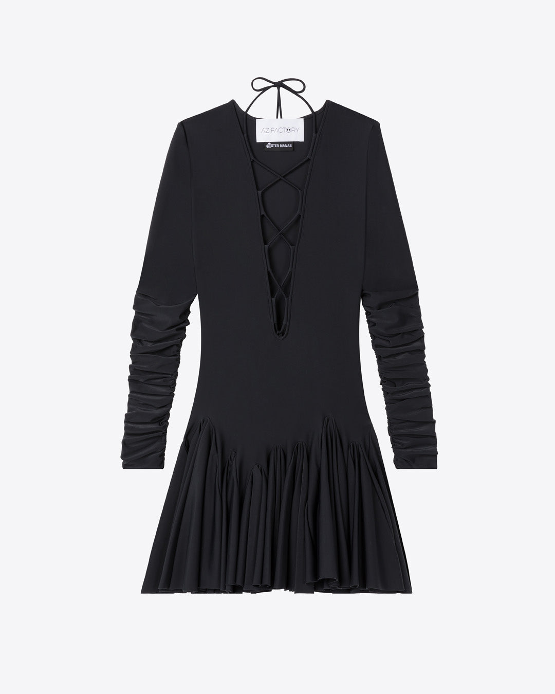 LACE UP FLARE DRESS - BLACK - AZ Factory