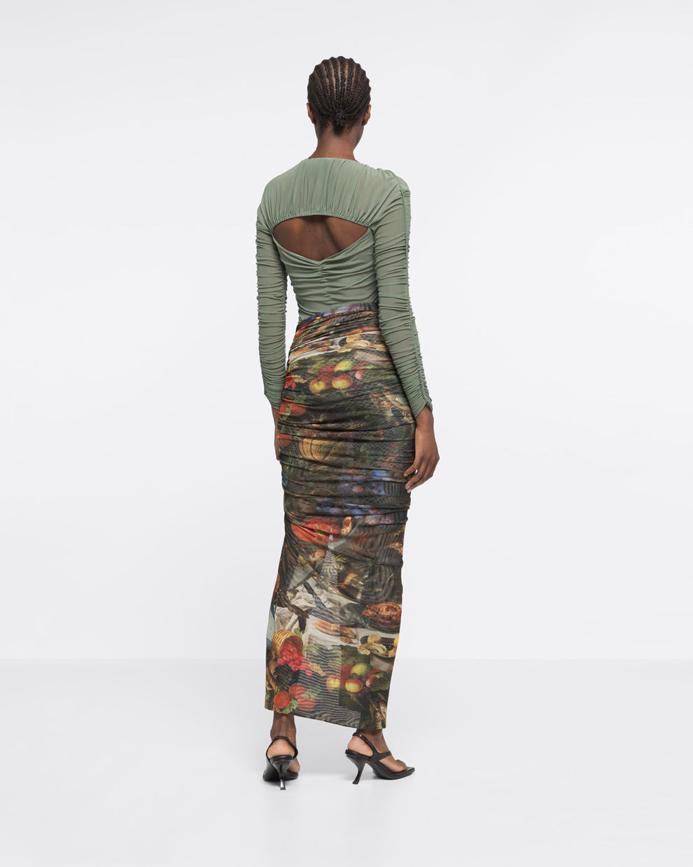 RUCHED LONG SLEEVE TOP - KHAKI - AZ Factory