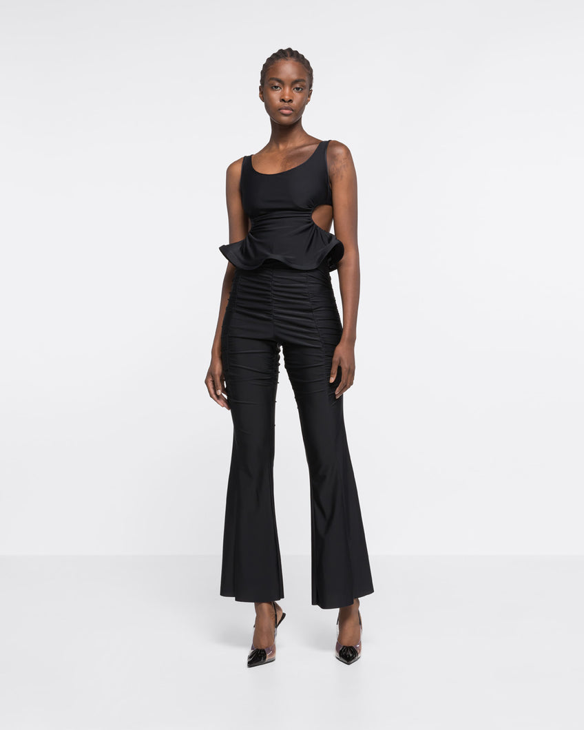 RUFFLED CROP TOP - BLACK - AZ Factory