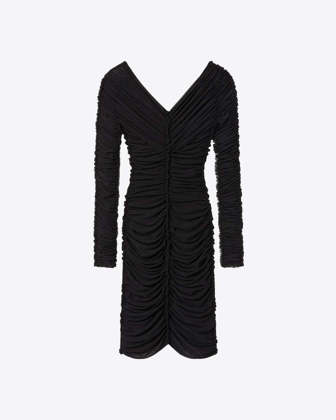 LONG SLEEVE RUCHED DRESS - BLACK - AZ Factory