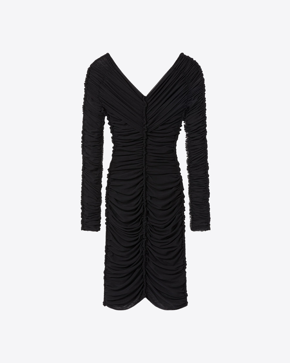 LONG SLEEVE RUCHED DRESS - BLACK - AZ Factory