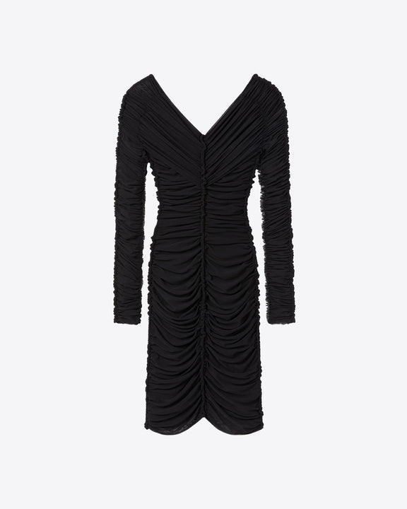 
LONG SLEEVE RUCHED DRESS - BLACK - AZ Factory