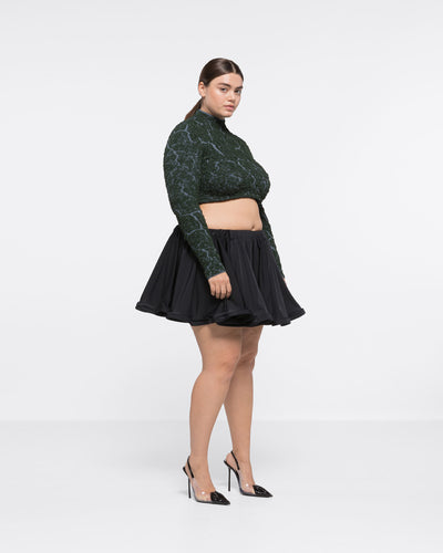 

JACQUARD TURTLENECK CROP TOP - DARK GREEN/GREY - AZ Factory