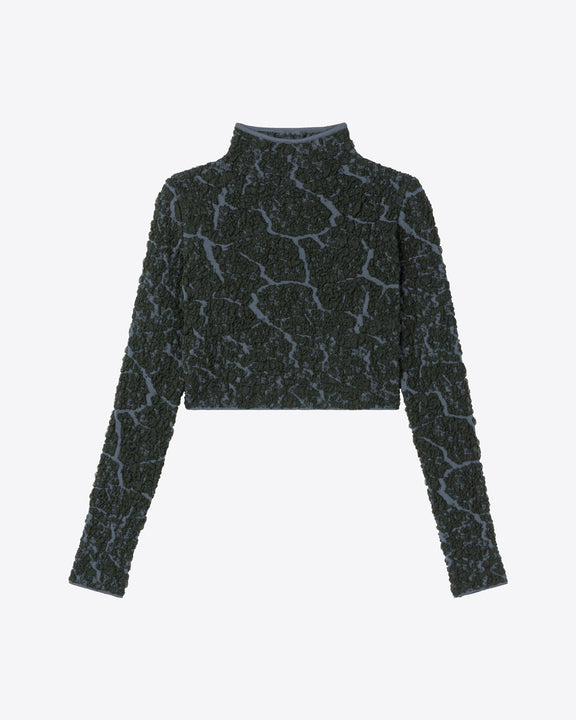 
JACQUARD TURTLENECK CROP TOP - DARK GREEN/GREY - AZ Factory