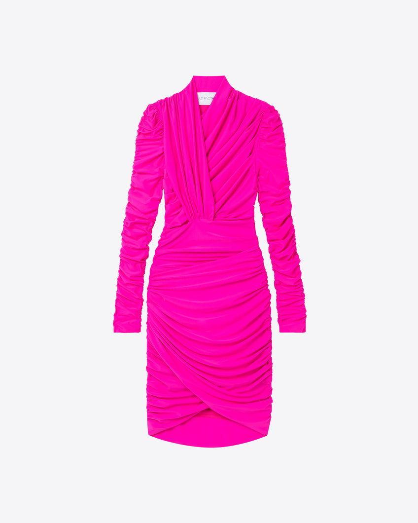 DRAPED MINI DRESS - FUCHSIA - AZ Factory