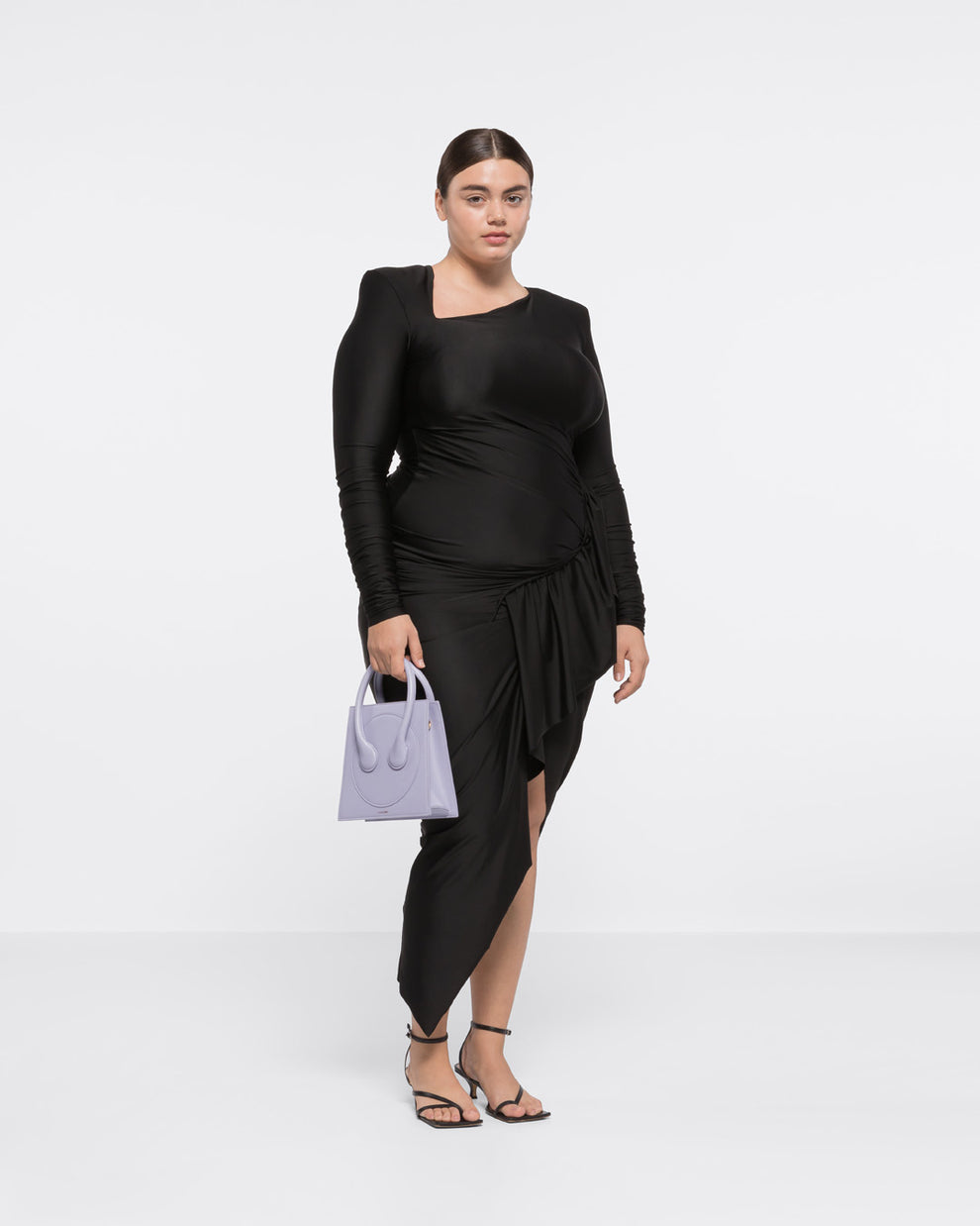 RUFFLE SIDE CUT-OUT DRESS - BLACK - AZ Factory