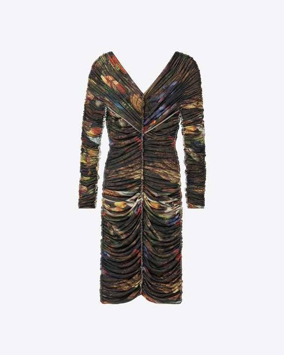 
LONG SLEEVE RUCHED DRESS - MULTICOLOR - AZ Factory