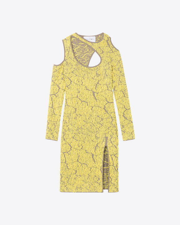 
JACQUARD KNIT CUT-OUT DRESS - YELLOW/SAND - AZ Factory