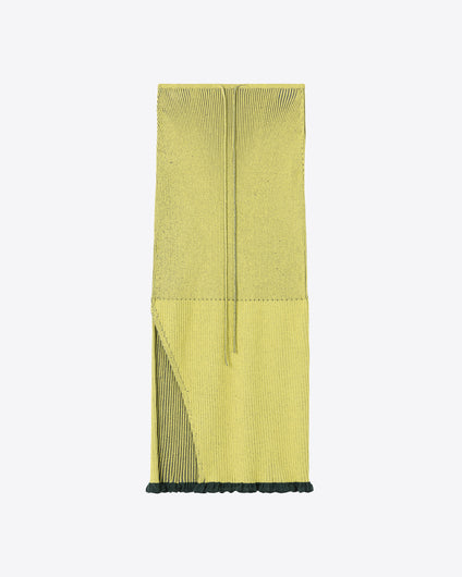 RIBBED KNIT SIDE-SLIT SKIRT - YELLOW/GREY