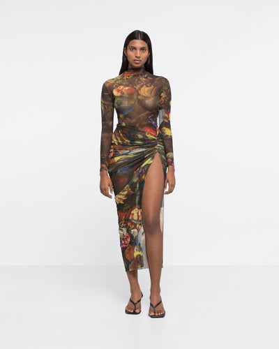 

BON APPETIT HIGH SLIT SKIRT - MULTICOLOR - AZ Factory
