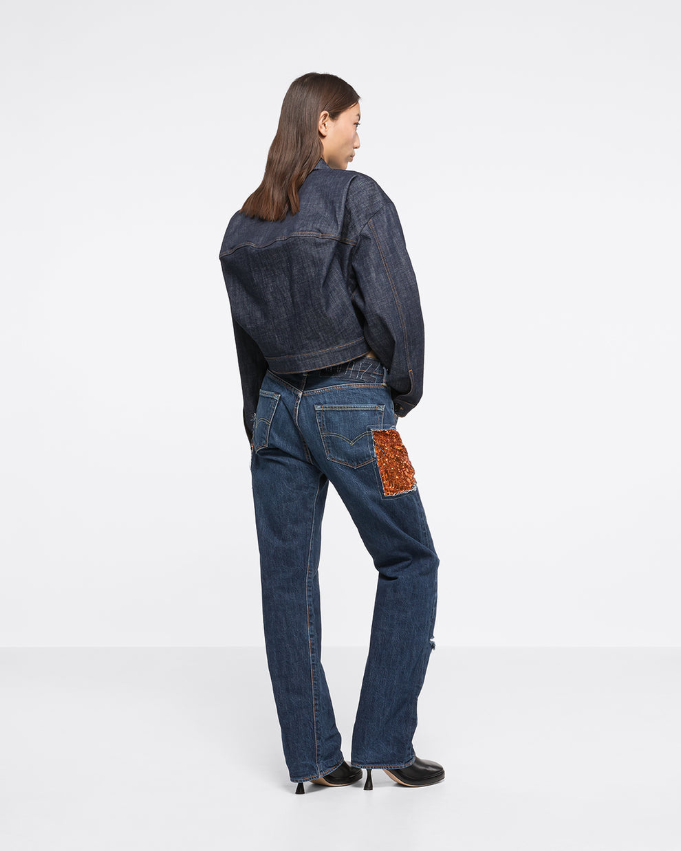 VALERIE SEQUINED DENIM PANT - COPPER - AZ Factory