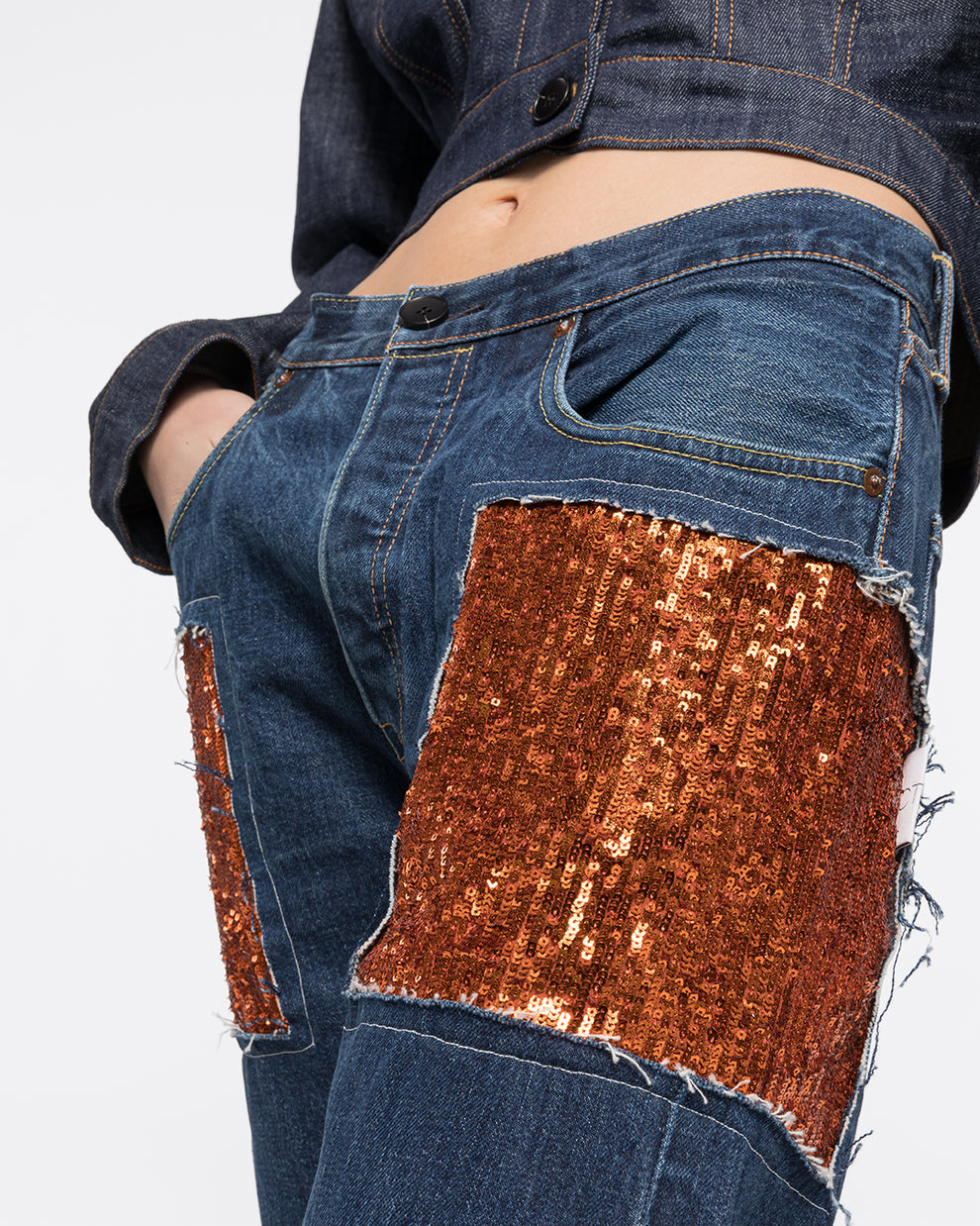 VALERIE SEQUINED DENIM PANT - COPPER - AZ Factory