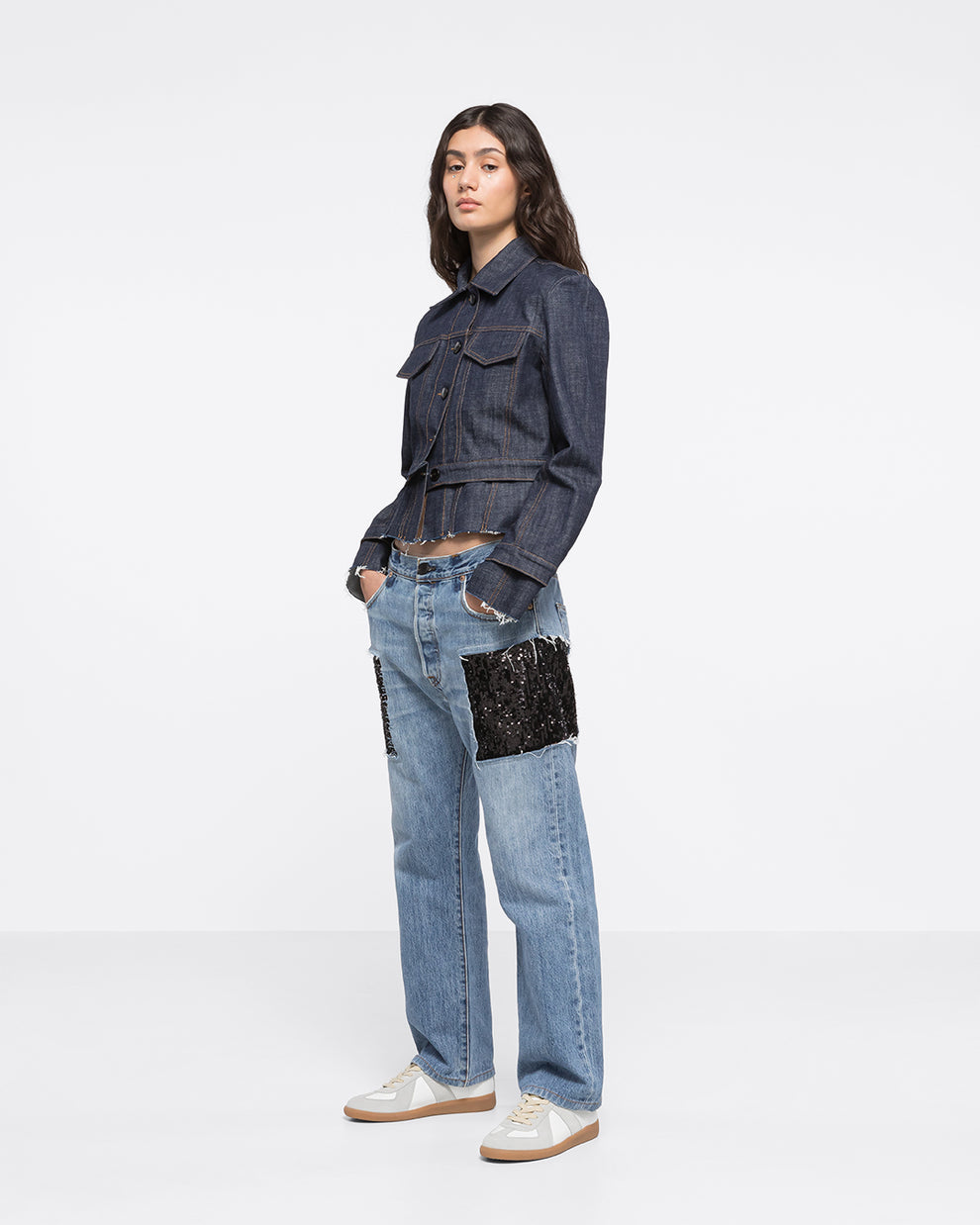 VALERIE SEQUINED DENIM PANT - BLACK - AZ Factory