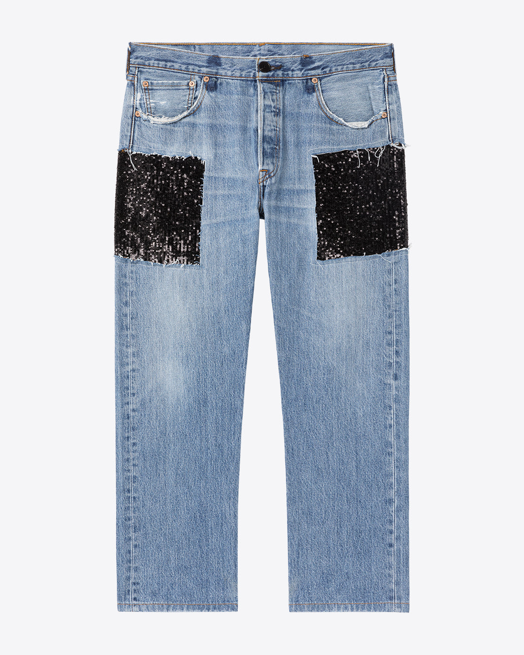 VALERIE SEQUINED DENIM PANT - BLACK - AZ Factory