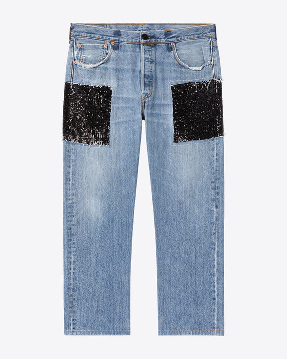 
VALERIE SEQUINED DENIM PANT - BLACK - AZ Factory