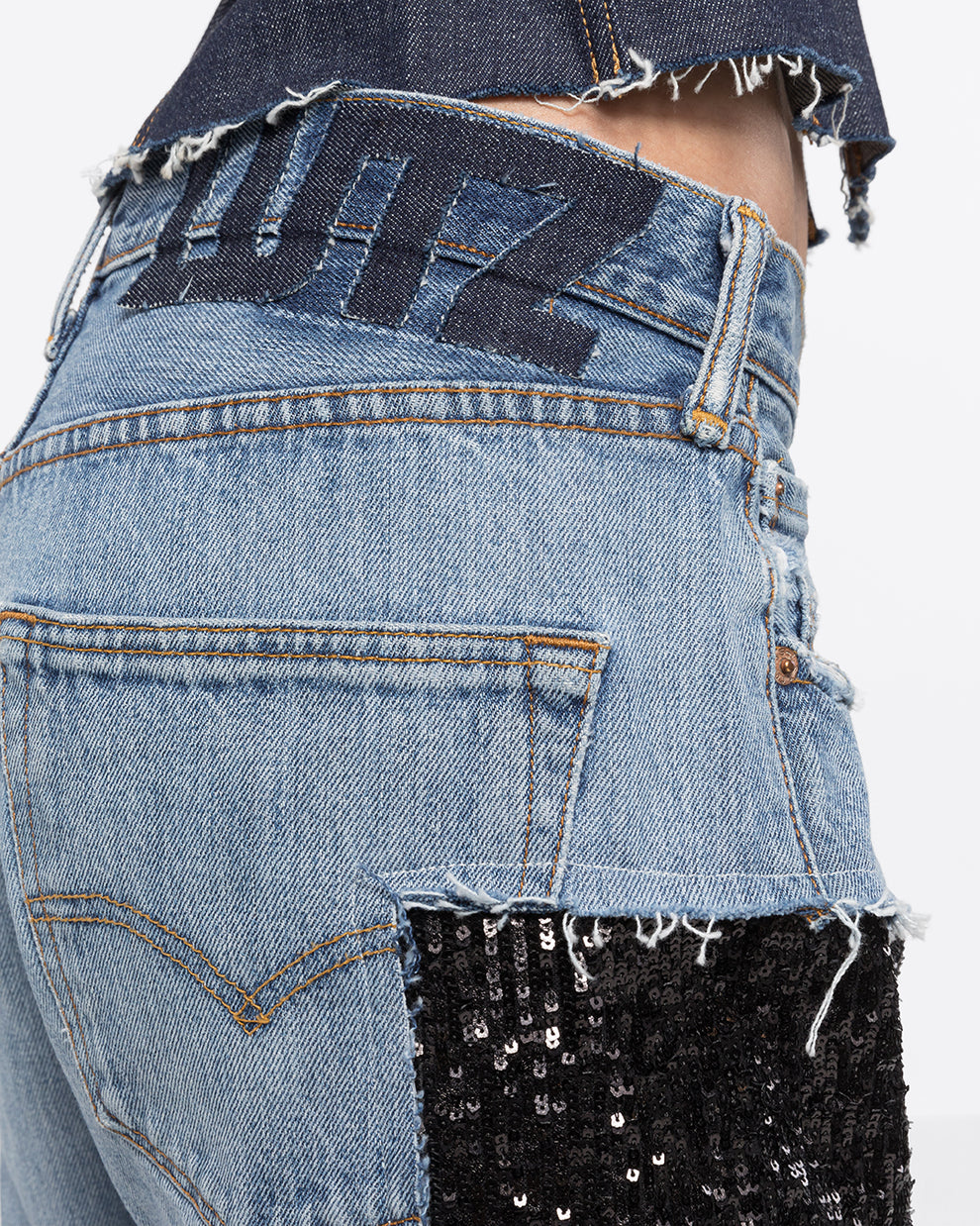 VALERIE SEQUINED DENIM PANT - BLACK - AZ Factory