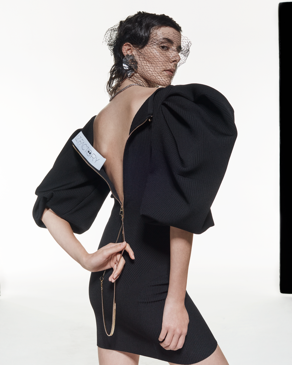 PUFF SLEEVE DRESS - BLACK - AZ Factory