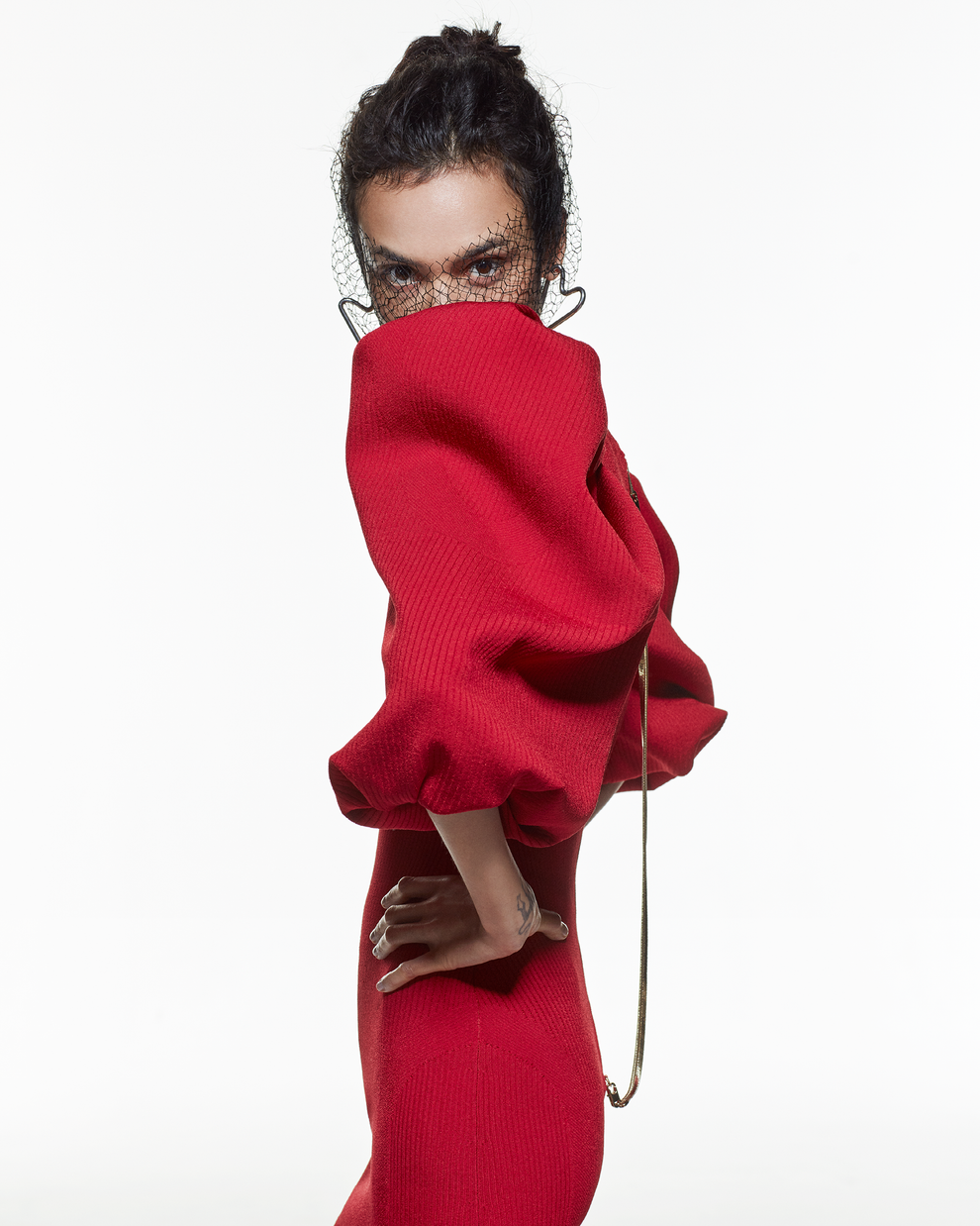 PUFF SLEEVE DRESS - RED - AZ Factory