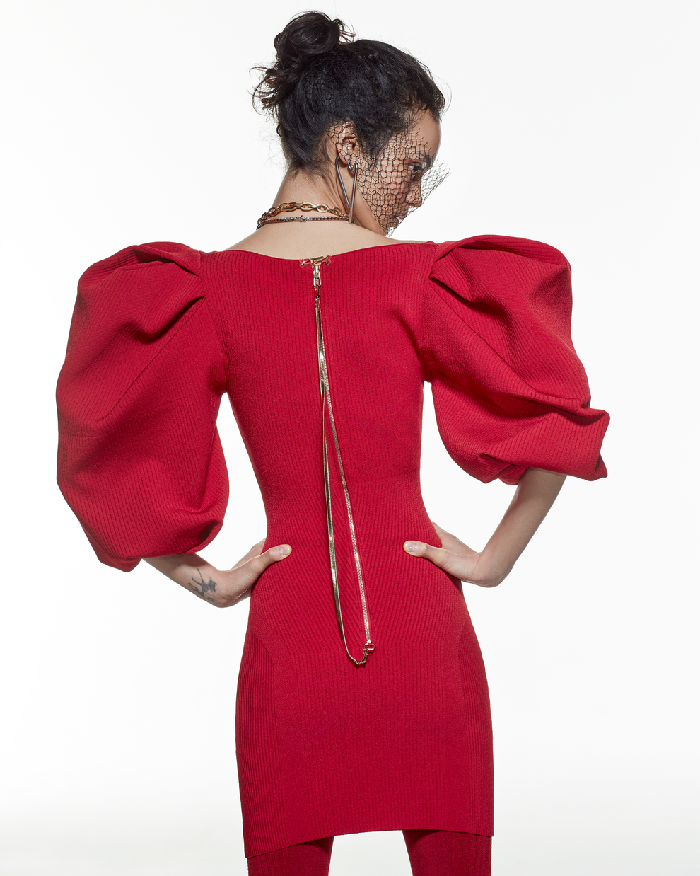 PUFF SLEEVE DRESS - RED - AZ Factory