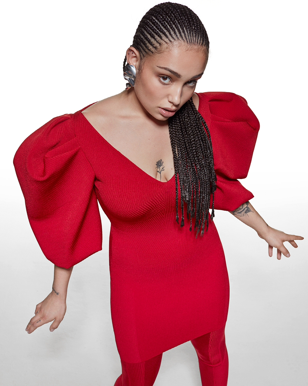 PUFF SLEEVE DRESS - RED - AZ Factory