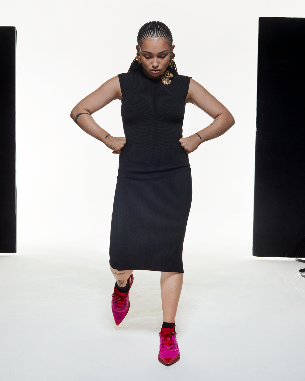 HIGH NECK BOW DRESS - BLACK - AZ Factory