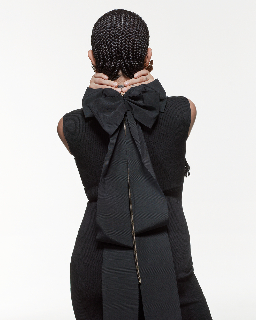 HIGH NECK BOW DRESS - BLACK - AZ Factory