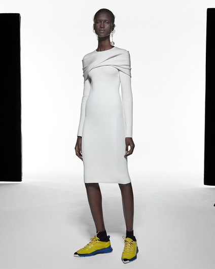 SHOULDER WRAP DRESS - WHITE