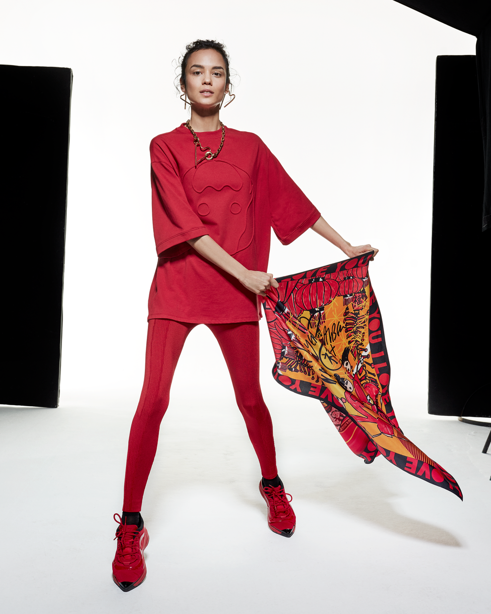 LUNAR NEW YEAR SILK SCARF - YELLOW / RED - AZ Factory