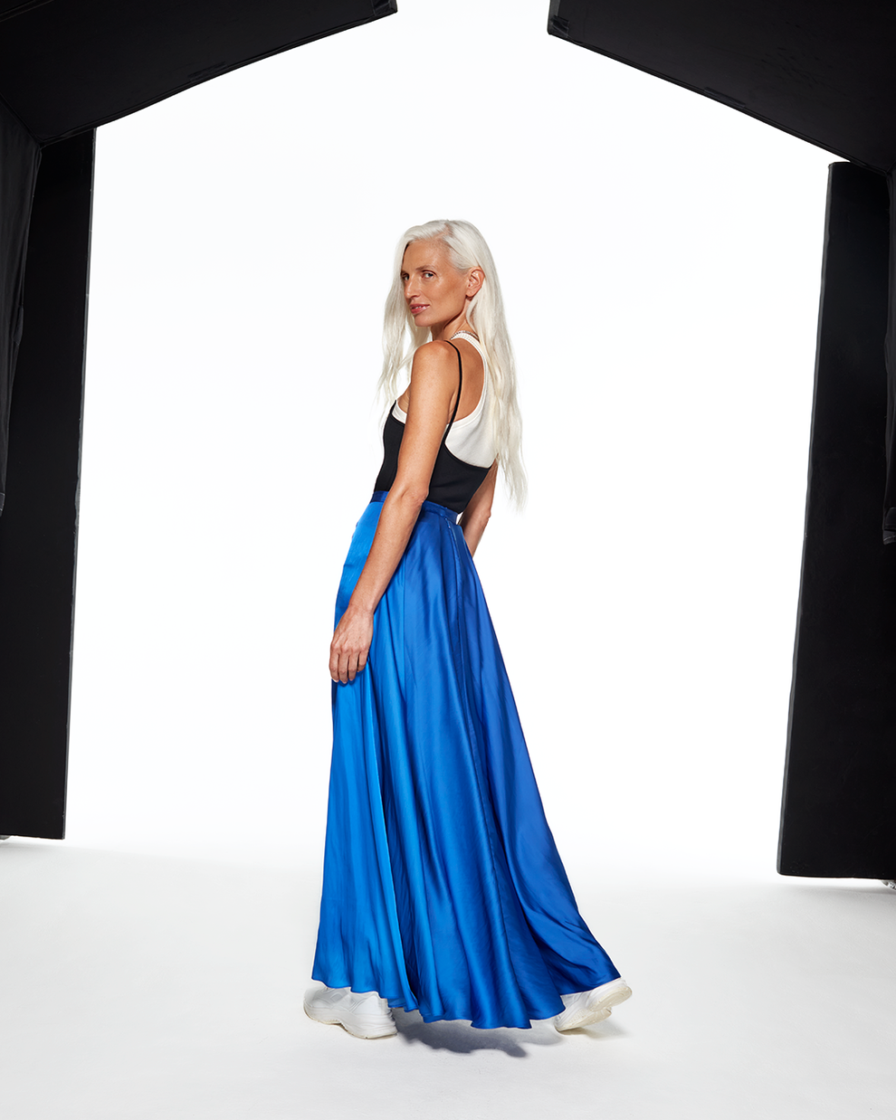 FLOWING MAXI SKIRT - BLUE - AZ Factory