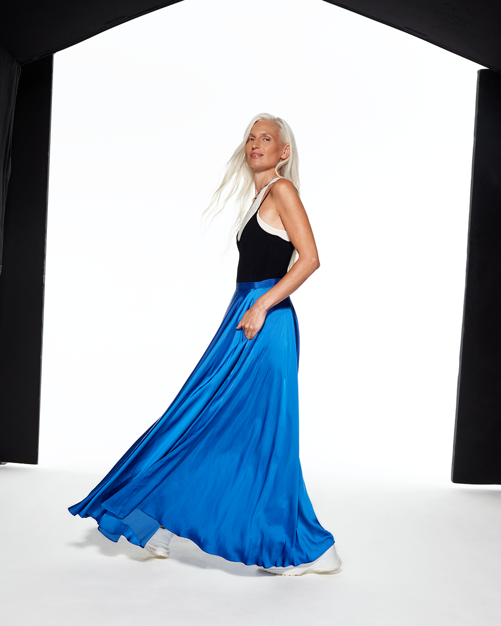 FLOWING MAXI SKIRT - BLUE - AZ Factory