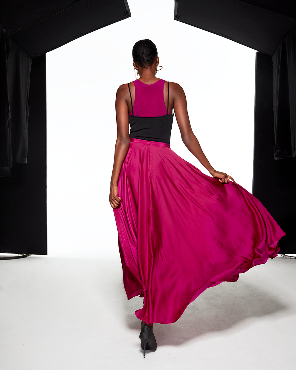 FLOWING MAXI SKIRT - FUCHSIA - AZ Factory