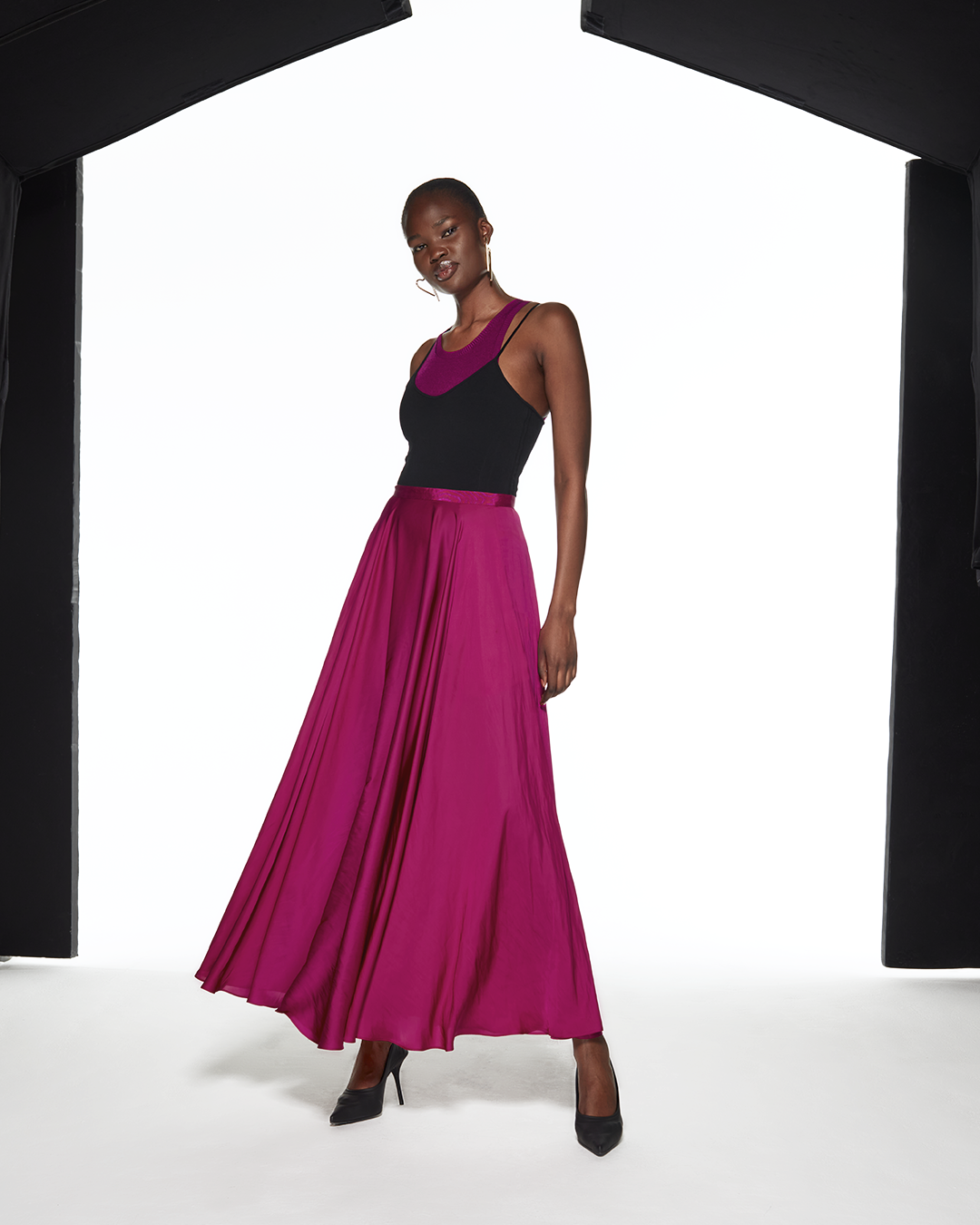 FLOWING MAXI SKIRT - FUCHSIA - AZ Factory