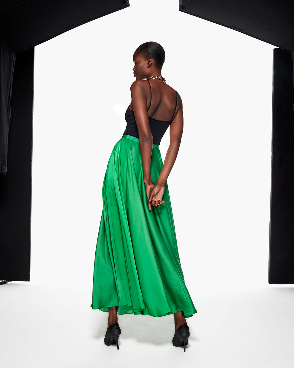FLOWING MAXI SKIRT - GREEN - AZ Factory