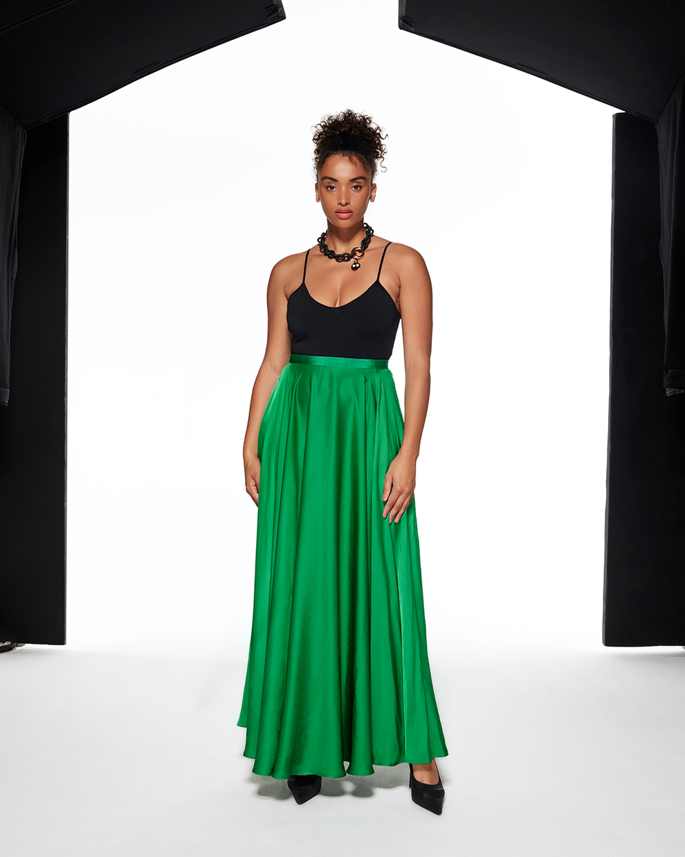 FLOWING MAXI SKIRT - GREEN - AZ Factory