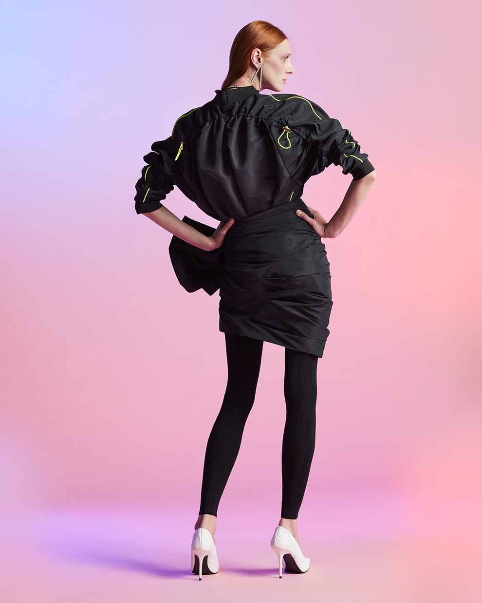 DRAPED TURTLENECK TOP - BLACK - AZ Factory