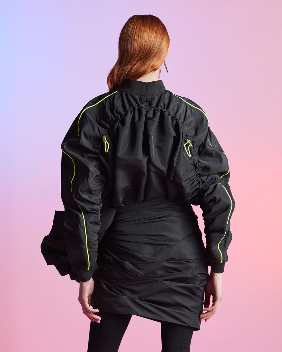 DRAPED TURTLENECK TOP - BLACK - AZ Factory