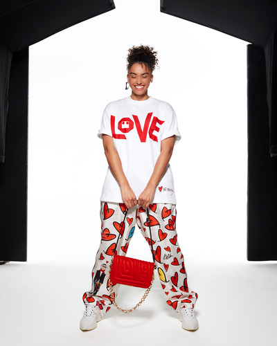 

SILK PYJAMA PANTS HEARTS FROM ALBER - RED / WHITE - AZ Factory